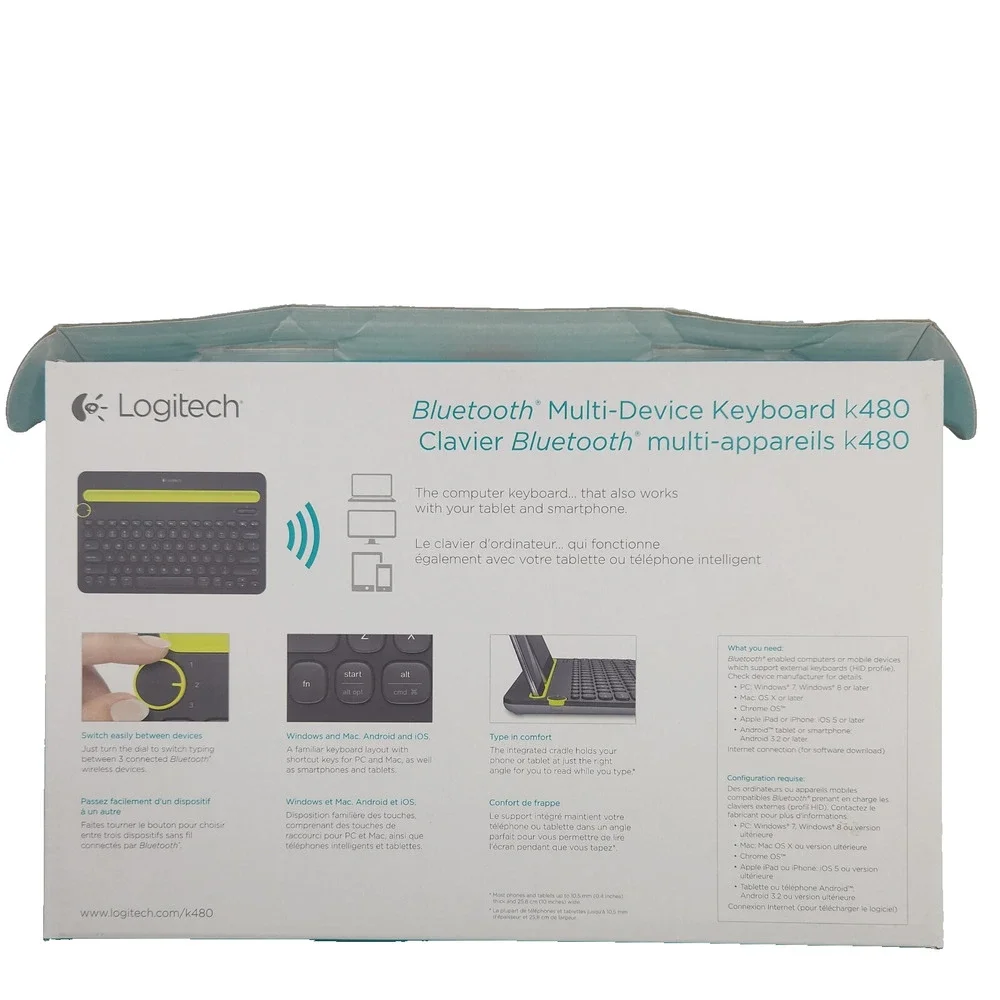Logitech K480 Bluetooth‎ Multi-Device Wireless Keyboard Black Green (920-006973)